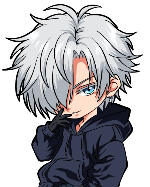MEGkoのプロフィールアイコン：銀髪で黒いパーカーを着たキャラクター
